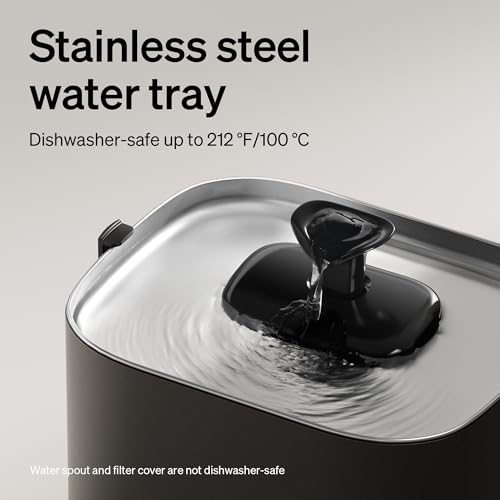 PETLIBRO Cat Water Fountain Stainless Steel Tray - Cordless Fountain, Black, 3 liters, Easy Clean 5G WiFi Cat Dispenser - Image 5