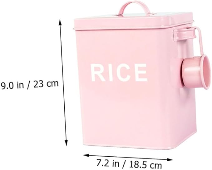 Toyvian Pet Food Storage Barrel with Airtight Seal and Lid, Large Capacity Metal Grain Container with Measuring Cup, Moisture-proof Dog and Cat Food Storage Bin for Household Use