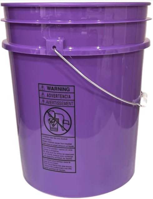 House Naturals 5 Gallon Purple Food Grade BPA Free, Made in USA Plastic Bucket with Screw On Airtight lid, (Pack of 3) (Purple Buckets with Scarlet Red lids)