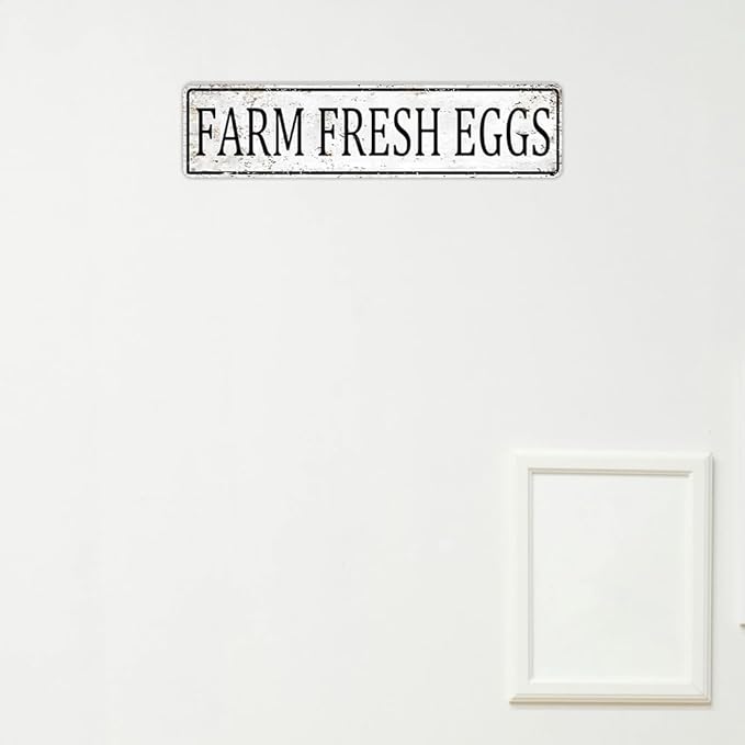 Farmers Market Decor fresh eggs sign Vintage Metal Tin Signs Outdoor Chicken Coop Sign farm fresh eggs sign 4x16 Inch
