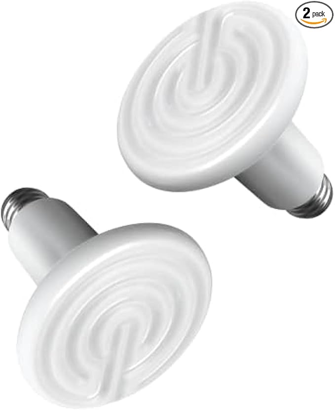Simple Deluxe 150W 2 Pack Ceramic Heat Emitter, Non-Light Emitting Heat Lamp for Amphibian Pet Terrariums, Chameleons, Lizards, Snakes, and Incubating Chickens White