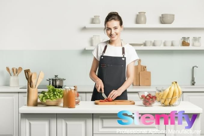 10 Pack Kitchen Aprons, Work Apron, Canvas, Multiple Pockets, Gardening, Painting, BBQ, Artist, Carpenter, Sizes M to XXL, Black