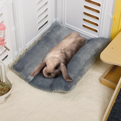 MEWTOGO 15.7" x 14" Bunny Bed for Rabbit Cage - 15.7 x 14In, Gray, flannel, Thickened & Soft - Image 6