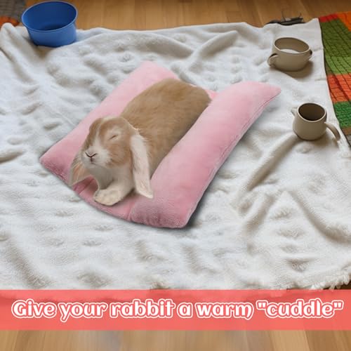 MEWTOGO 15.7" x 14" Bunny Bed for Rabbit Cage - 15.7 x 14In, Pink, flannel, Thickened & Soft - Image 7