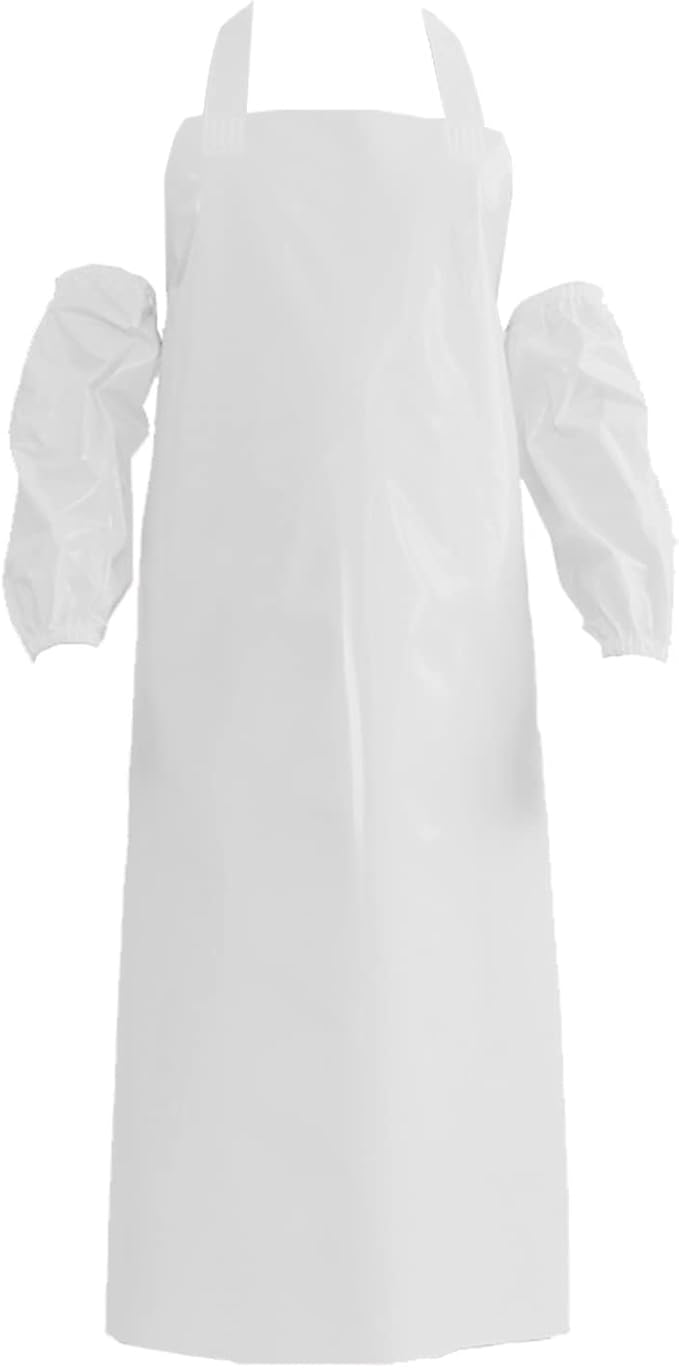 ELEBOX Waterproof Oil Proof Bib Apron Utility Apron Chemical Resistant Apron with Sleeve Work Apron Ultra Lightweight
