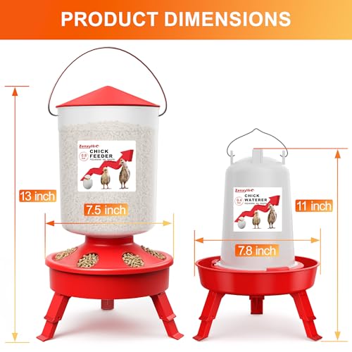 2-in-1 Chick Starter Set: Top Filling 0.8 Gal Feeder & 0.4 Gal Waterer Red - BPA-Free Plastic (Semi-Transparent), 6.6 pounds - Image 6