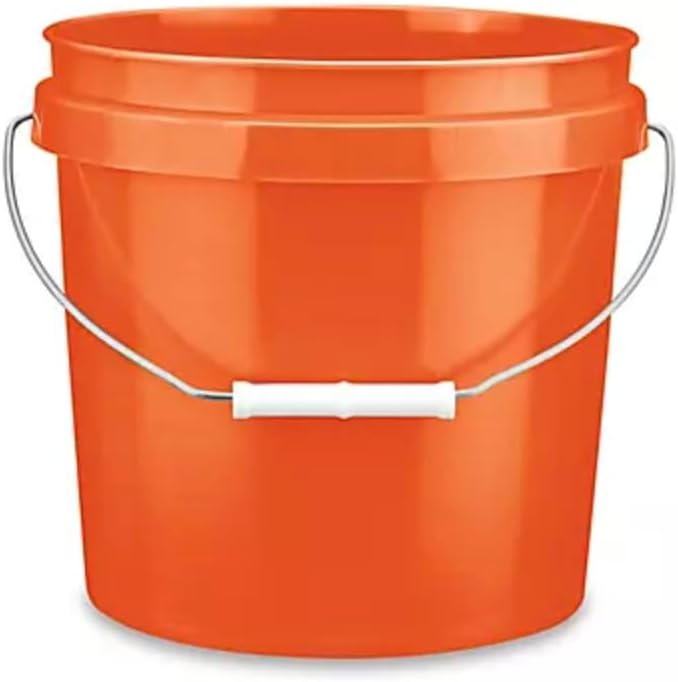 House Naturals 2 Gallon Food Grade Made in USA- BPA Free Bucket Pail Orange (2, Orange & White lids)