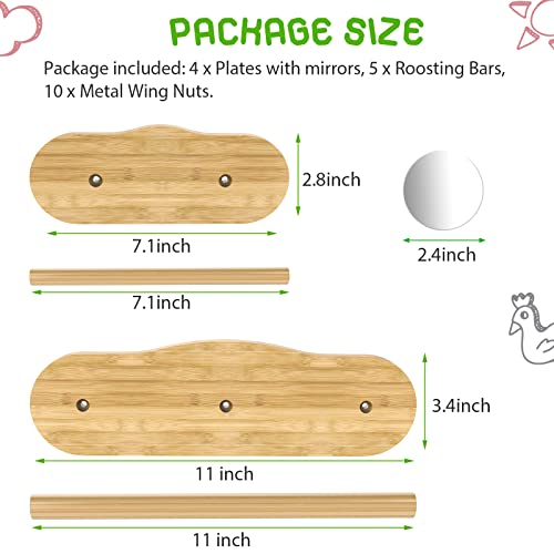 Bamboo Chick Perch with Mirror, 2 Pack - 2 in 1 Chicken perches - Image 2