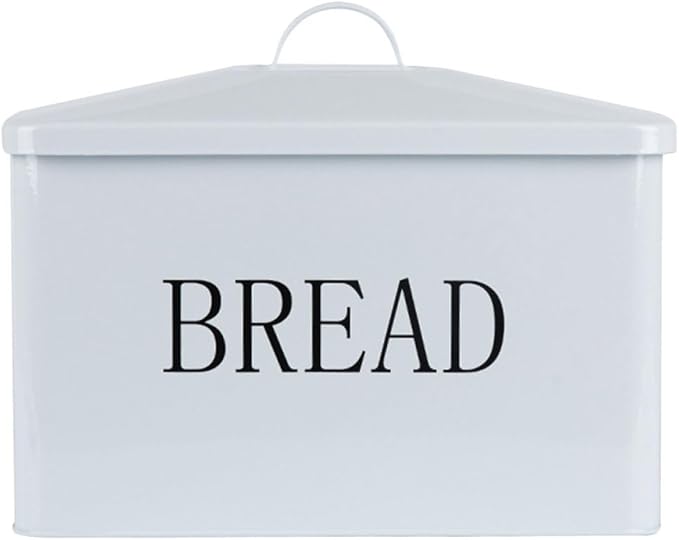 Iron Bread Box for Kitchen Counter, Portable Metal Storage Bin with Handle, Vintage Square Grain Storage Box for Fresh Bread and Food Organization