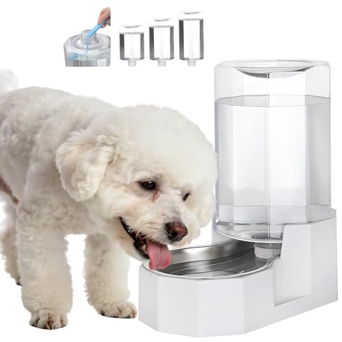 Sfozstra Dog Water Bowl Dispenser: 7L White Gravity Stainless Steel Bowl - 6L Without Filter, 6 liters by Sfozstra