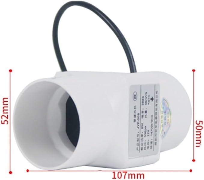 50Mm/60mm Inline Duct Ventilation Fan, 12V 6W Quiet Inline Exhaust Fan For Indoor Air Circulation, Chicken Coop Ventilation, For Solar Panel And Power Adapter Installations(White 50MM)