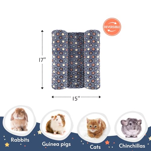 Rabbit Bed with Pillows, Dual-Sided 17"x15" Washable Lounger Pad - Small, Navy Star, Polyester - Image 3