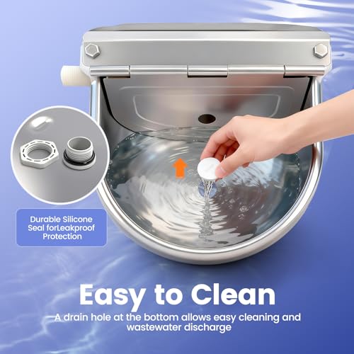 Automatic Dog Water Bowl Dispenser Outdoor, Wall Mountable - silver, Stainless Steel, 3 liters - Image 4