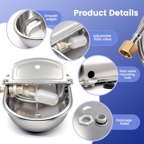 Automatic Dog Water Bowl Dispenser Outdoor, Wall Mountable - silver, Stainless Steel, 3 liters - Image 6