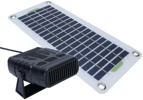 Upgraded Solar Heater for Chicken Coop, 30W Portable Greenhouse and Dog House Rechargeable Sun Panel Kit, Solar Powered Heater for Drying Heating Pet House Warm Wind Gear