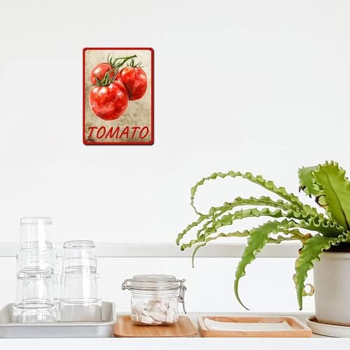 Vegetables Metal Sign Vintage Decor Tomato Sign Farm Wall Decor Sturdy Rust Waterproof Aluminum Signs for Outdoor Yard Garden Easy to Install 12x16inch