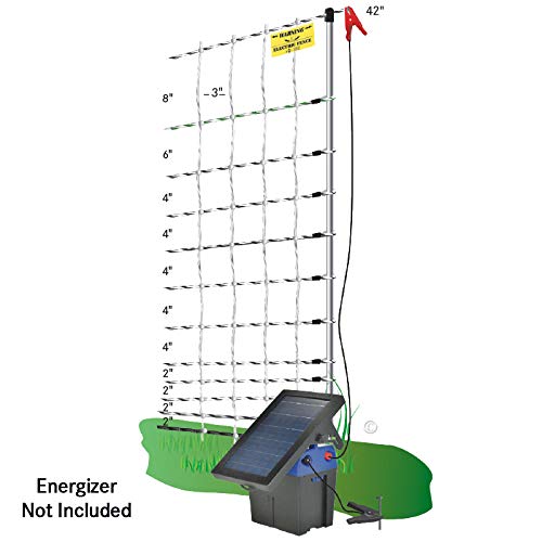 Premier 1 PoultryNet® 42"H x 164'L Portable Electric Fence with Built-in Posts | White/Black Fence for Chickens, Ducks, Geese