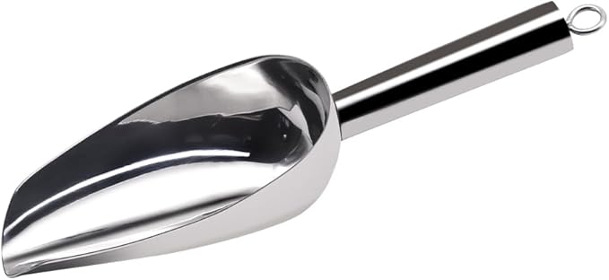Ice Scoop for Freezer Stainless Steel bean Flour Utility Scooper for Ice Maker Kitchen Bar Party Wedding, Heavy Duty, Dishwasher Safe 6 OZ Utility Flour Scoop (Straight Handle-1pc)