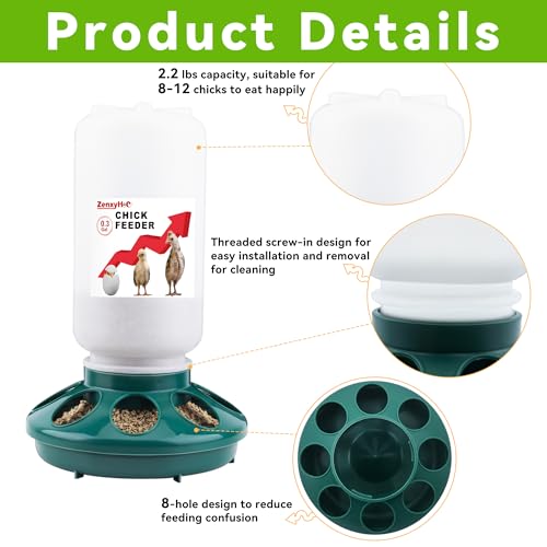 2-in-1 Chick Starter Set: 0.3 Gal Feeder & 0.4 Gal Waterer Green - BPA-Free Plastic (Semi-Transparent), 1.5 liters, 2 Pack - Image 5