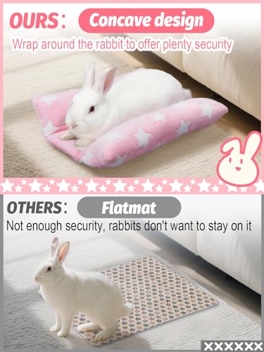 MEWTOGO 15.7" x 14" Bunny Bed for Rabbit Cage - 15.7 x 14In, Pink - Star, flannel, Thickened & Soft - Image 2