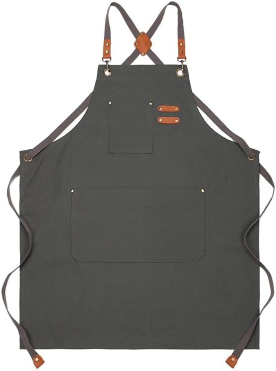 Unisex Canvas Apron - Water-Resistant, Breathable with Large Pockets for Gardening, Grilling, Lawn Care, Kitchen & Cleaning