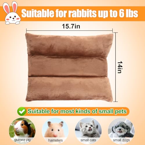 MEWTOGO 15.7" x 14" Bunny Bed for Rabbit Cage - 15.7 x 14In, Brown, flannel, Thickened & Soft - Image 3