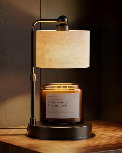 Candle Warmer lamp for 3 Wick Candles, Large Candle Warmer Lamp with Timer - Flaxen-Large, Linen, 2 Bulbs Included by Bingyouth