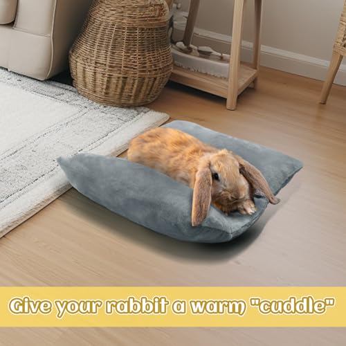 MEWTOGO 14" x 13" Bunny Bed for Rabbit Cage, Thickened & Soft - 13 x 14In, Gray, flannel - Image 7