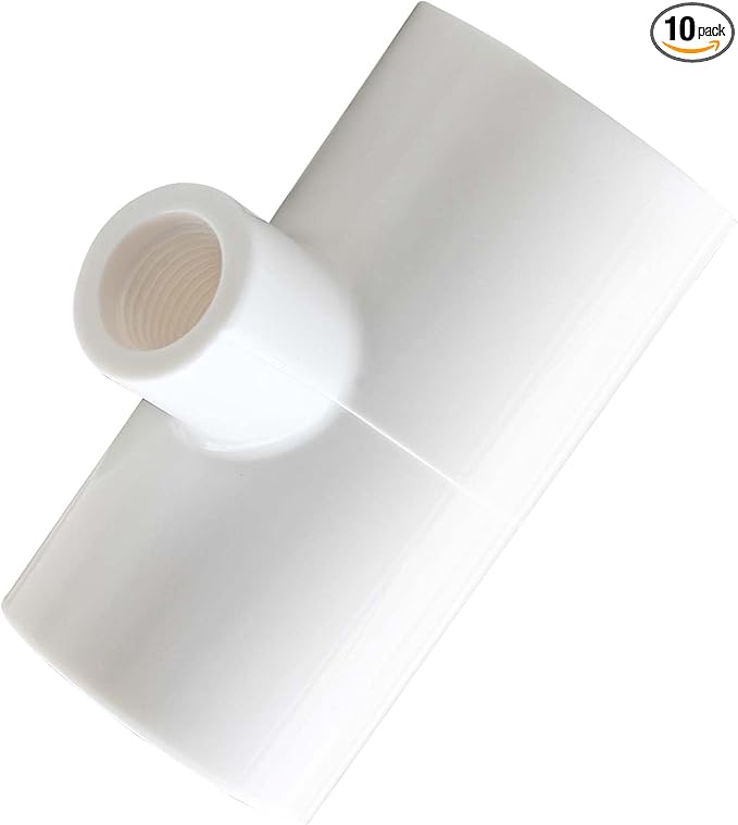 10 Pack Chicken Waterer Tee Fittings, for Threaded Chicken Water Cups, Chicken Waterer Nipples and Poultry Water Feeder, ABS Material, White & Thickened