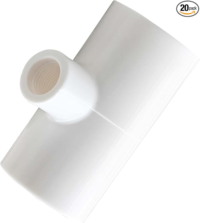 20 Pack Chicken Waterer Tee Fittings, for Threaded Chicken Water Cups, Chicken Waterer Nipples and Poultry Water Feeder, ABS Material, White & Thickened