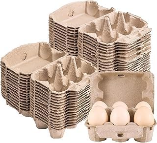 100 Pieces Natural Material Empty Egg Cartons, Each Holds 6 Fiber Egg Carton For Home, Farm, Market, Camping, Picnic, Travel,Reusable.