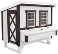 OverEZ Farmhouse Large Chicken Coop for Up to 15 Chickens - Nesting Box - Large Bird, Poultry and Hen House Made from Wood, Made in USA