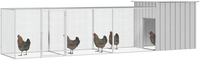 Large Outdoor Chicken Cage, Galvanized Steel Poultry Run for Backyard, Spacious Animal Enclosure for Ducks and Small Pets, Durable Heavy Duty Walk-in Coop