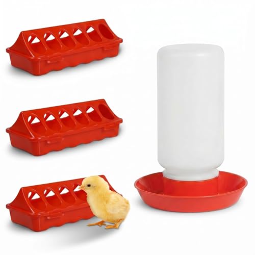 4PCS Chick Feeder and Waterer Kit,Baby Poultry Starter Set for Small Poultry Chicks Ducks - Plastic, 16 ounces by ZhiYueOnePets