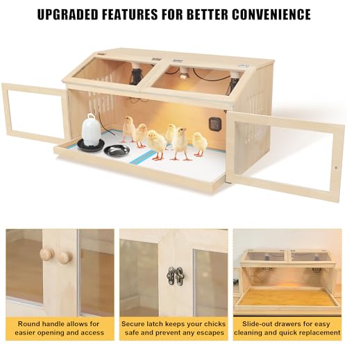 Intelligent Chicken Brooder Box for Chick with Smart Thermostat 32" Wide - Wood - Image 4