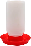 Poultry Water Jug Automatic Poultry Waterer Small Poultry Water Containers Drinkers for Chickens Birds Pigeon Quail 1L (Red and White)