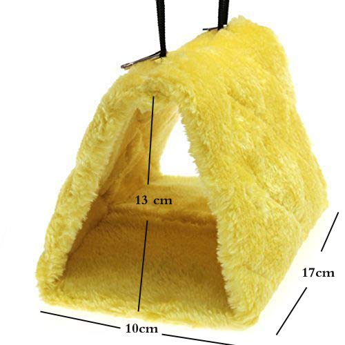 Pet Bird Nest Hammock Hanging Cave Cage Plush Snuggle Happy Hut Tent Bed - Small (6.7"x3.9"x5.1"), Yellow - Image 5