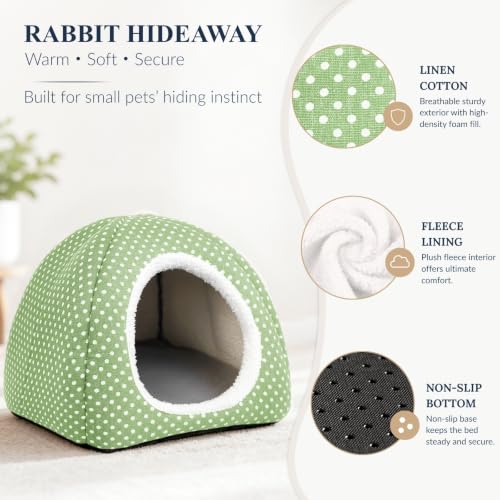 Rabbit Hideout Large Bunny Bed Washable Rabbit House - Green, Polyester - Image 4