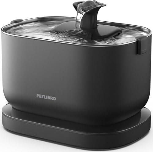 PETLIBRO Cat Water Fountain, Cordless Pet Water Fountain Battery Operated - Black, Acrylonitrile Butadiene Styrene (ABS) & Stainless Steel, 2.5 liters by PETLIBRO