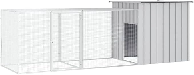 Large Chicken Coop, Galvanized Steel Poultry Cage for Backyard, Durable Outdoor Hen House with Escape-Proof Latches, Expandable Run for Small Animals