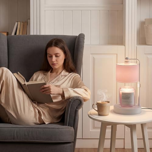 Pink Candle Warmer Lamp with Timer, Modern Farmhouse Dimmable Candle Warmer - Home Decor for Bedroom-Pink - Image 7