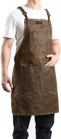 Midkit One Size Fits Utility Apron Adjustable Cross-Back Straps Multi-Use Portable Waxed Canvas Aprons With 5 Tool Pockets