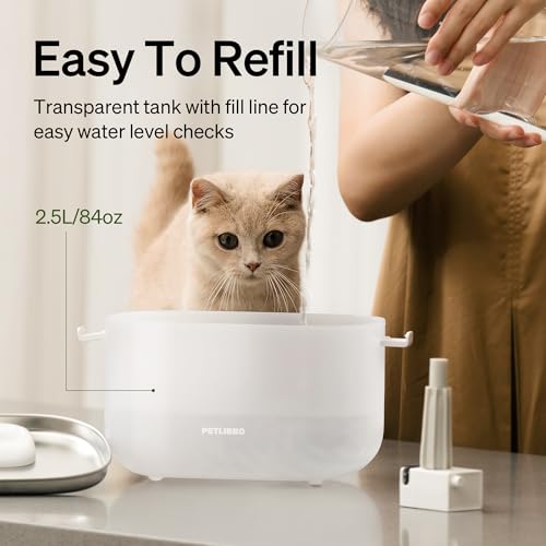 PETLIBRO Cat Water Fountain Stainless Steel Tray - 2.5L Fountain, White, 2.49 liters, 2.5L Automatic Water Dispenser for Cats - Image 7