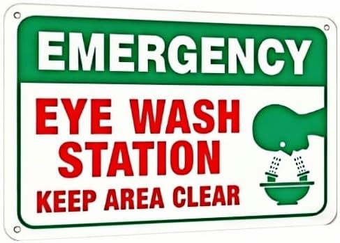 Eye Wash Station Metal Sign – 12×8 Inch Rust-Free, Weatherproof, Scratch-Resistant & Fade-Resistant – Pre-Drilled Holes for Easy Mounting in Laboratories, Factories, or Warehouses