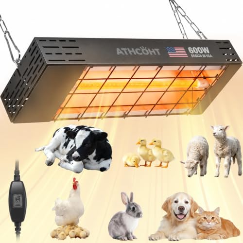600W Heat Lamp for Chickens, Carbon Fiber Chicken Coop Heater - Black, Metal by HOSASSPER