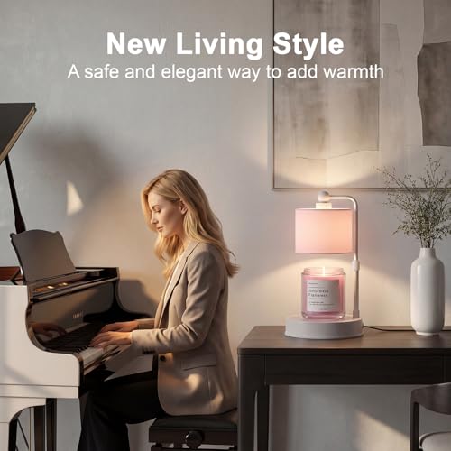 Pink Candle Warmer Lamp with Timer, Modern Farmhouse Dimmable Candle Warmer - Home Decor for Bedroom-Pink - Image 5