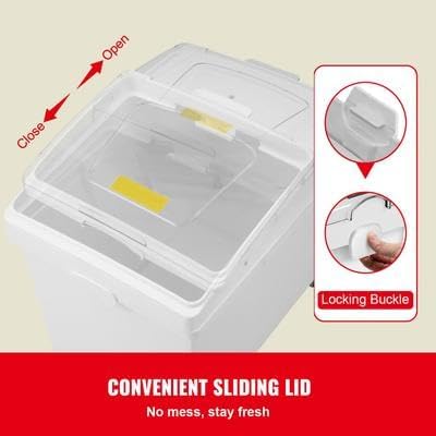 Happybuy 3-Pack 10.5 Gallon/40L Rice & Pet Food Storage Containers, Airtight Bin with Wheels, Scoops for Kitchen Ingredients, Cereal & Flour Dispenser