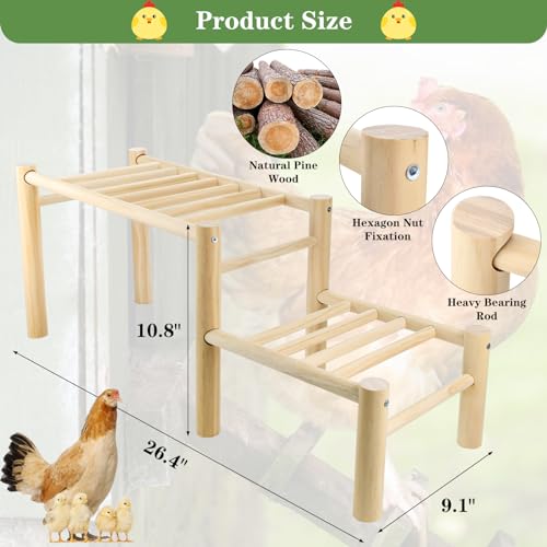Chicken Perch, Roosting Ladder for Chicken Coop - burlywood, Pine Wood, Jungle Gym & Toys for Poultry - Image 2