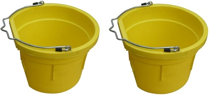 8 Quart / 2 Gallon Yellow Poly Resin Farm/Ranch/Home/Shop Utility Bucket Pail - Pack of (2)