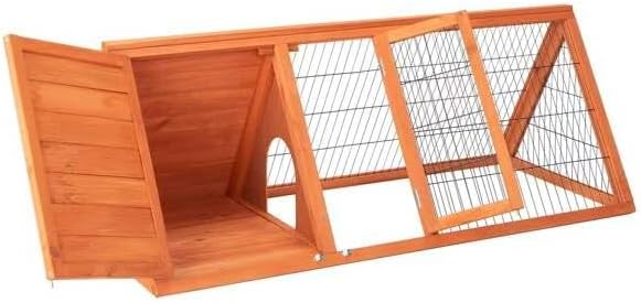 Wooden Chicken Coop Rabbit Hutch Outdoor Small Animal Cage with Ventilated Wire Run, Emovable Tray for Quail, Bunnies, Guinea Pigs, Chicks – Backyard Poultry Hutch (Brown)